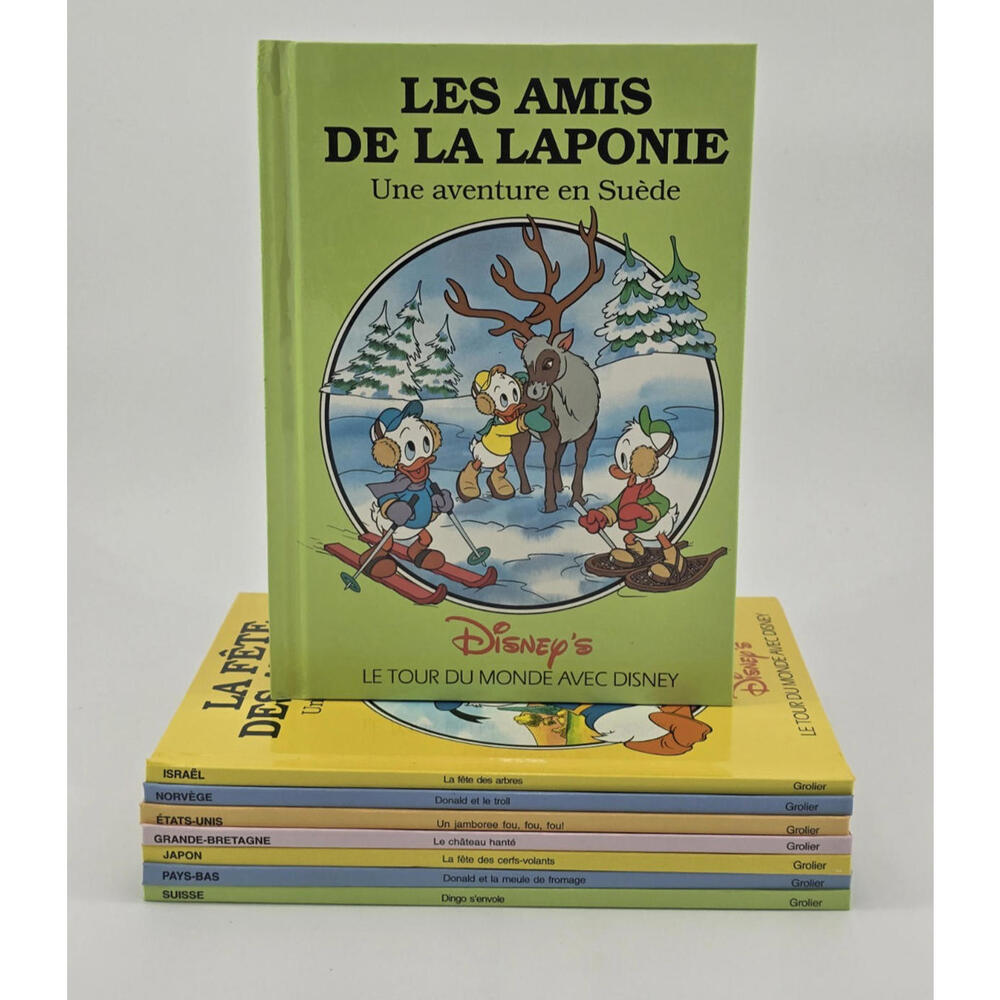 Lot of 8 Le Tour du‎ Monde avec Disney Grolier French Kids Books HC 90s VG